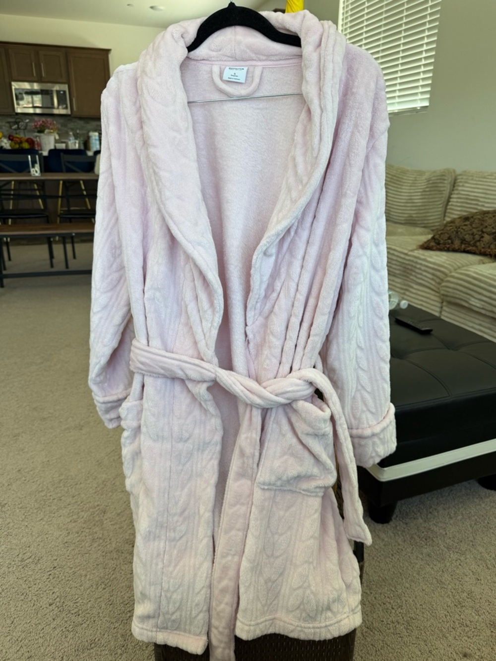 Sonoma Plush Shawl Collar Robe in Pale Pink